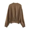 ZA Comércio Exterior Transfronteiriço Europa Roupas Femininas AliExpress Mais Vendido Verão Casual Versátil Gola Redonda Manga Longa Camisa Fluida