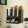 Portavasos de Acrílico Negro para Empaque para Uso Doméstico Tienda de Café Té con Leche Estante para Colocar Vasos de Papel Desechables Portavasos de Pared