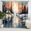 Ventas Directas de Fábrica 2 Piezas serie de pintura de paisajes cortina tela de impresión digital 3D cortina pantalla de ventana