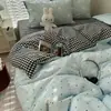 Juego de cuatro piezas funda nórdica linda funda de almohada individual doble algodón lavado dormitorio estudiantil sábanas de cama ropa de cama juego de tres piezas universal para todas las estaciones