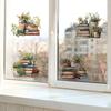 Van Gogh fun-d2 artístico retro libros en macetas dormitorio sala de estar ventana de vidrio decoración de pared pegatinas de pared autoadhesivas
