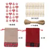 Conjunto de Sacolas de Presente de Linho para o Natal Calendário Contagem Regressiva Bolsa Pendurada Conjunto de Bolsos com Cordão de Linho para o Natal Atacado