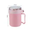 Copo de Água de Plástico para Meninas, Bonito, Grande Capacidade, para Trabalhadores de Escritório, Estudantes, Copo de Frutas, Louça, Colher, Copo Doméstico para Café da Manhã