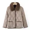 Chaqueta acolchada ligera, corta y cálida estilo mamá para estar en casa, adecuada para otoño e invierno, con forro de polar, diseñada para mujeres de mediana edad y mayores, con un cálido cuello alto