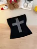 Estilo europeo y americano, chica popular, verano, nuevo chaleco de strass para mujer con colores contrastantes, sin mangas, corto, ajustado, top sin tirantes