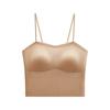 Verão Seda de Gelo Sem Costura Alça Fina Costas Bonitas Feminino Tubo Top com Bojo Copo Fixo Anti-Exposição Versátil Sexy Camiseta Básica