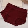 Ropa interior de modal cepillado de cintura media para mujer con bordes de encaje, sexy, simple y versátil, estilo coreano, shorts de triángulo sueltos que cubren la cadera