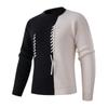 Suéter de Tricô Espesso para Homens, Comércio Transfronteiriço Novo Outono/Inverno, Suéter Pulôver Quente Casual com Patchwork para Homens
