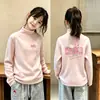 Camiseta Infantil de Manga Longa Escovada 2026 Novo Estilo Meninas Quente Casual Camada Base Térmica Gola Meio Alta Top