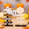 Enfeites de Madeira Transfronteiriços Suporte de Exibição Fantasma Artesanato de Decoração DIY para Halloween Festa de Halloween Enfeites de Letras de Abóbora
