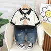 Roupas infantis roupas de primavera para meninos 2024 Novo estilo ocidental camisola de lapela terno bebê primavera manga comprida roupas infantis moda
