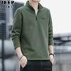 Suéter JEEP SPIRIT con media cremallera para hombre, otoño 2023, nuevo, color liso, playera base casual de felpa