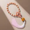 Bolsa para Incenso com Desenho de Cabaça Raiz de Bodhi com Padrão de Flores Rosas, Contas Budistas de Mão, Nova Pulseira de Bodhi Estilo Chinês, Pulseira Cultural Unissex