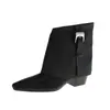 Versión en stock~Botines de diseño simple estilo coreano con punta para mujer, otoño e invierno, versátiles, vintage, elegantes, con tacón de cuña, botines para pantalones