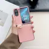 Capa de celular com tela dobrável OPPO Find N2 Flip, simples, de couro, com fivela de anel para dedo, anti-queda, à prova de umidade