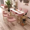Conjunto de Mesa e Cadeira para Manicure de Influenciador Combinação Decoração de Salão de Manicure Mesa de Manicure Mármore Moderno Minimalista Oferta Especial Econômico
