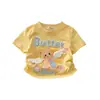Novas Camisetas de Verão de Manga Curta para Meninas, Doces e Fofas com Estampa de Desenho Animado, Renda nas Bordas, T-Shirt Resistente com Contas t