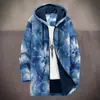 2025 Cardigan Casual Masculino com Capuz e Zíper Padrão Tie-Dye Cross-Border Temu Jaqueta de Algodão Forro Cinza DIY