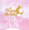 Elefante de Cinta Acrílica Arcoíris Niños Niñas Luna Estrella Pentagonal Bandera Decoración de Pastel de Cumpleaños Tarjeta Insertable