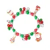 Pulsera de Atmósfera Navideña Moda Europea y Americana Dibujos Animados Papá Noel Copo de Nieve Campana Colgante Pulsera Elástica de Perlas