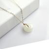 Colar de Aço Inoxidável com Fivela de Paz de Jade Hotan de Xinjiang, Banho a Vácuo 18K, Colar Não Desbota, Joias DIY, Atacado