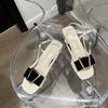 Comércio Exterior Transfronteiriço tamanho grande 2023 primavera nova moda sandálias rasteirinhas Sapatos femininos de praia combinação de cores temperamento boca rasa salto
