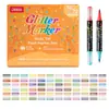 Plumón Marcador Brillante de Doble Punta y Doble Color con Punta Suave, Bolígrafo de Gel de Arena Líquida Colorido para Dibujar, Escribir en Diario y Marcador Fluorescente