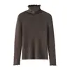 Suéter de cuello alto de encaje suave para mujer de comercio exterior transfronterizo, suéter de capa interior para otoño e invierno, camiseta básica de punto de color liso con cuello alto apilado