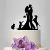 Inserção de cartão para bolo de casamento simples em acrílico noivo noiva e gato cachorro inserção de cartão para bolo decoração de bolo de casamento
