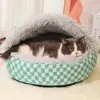Ninho de Gato para Aquecimento de Inverno, Ninho de Cachorro para Outono e Inverno, Cama Semi-Fechada para Animais de Estimação para Filhotes e Cachorros, Ninho Concha de Inverno para Gatos
