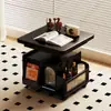 Mesa de café de altura ajustable, Carrito móvil apilable, Mesa de té de madera maciza, Mesa de comedor multifuncional para sofá para apartamentos pequeños