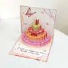 Desenho animado borboleta ins presente de aniversário criativo fofo cartão de felicitações tridimensional cartão de felicitações 3d bolo cartão de bênção envelope