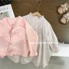 Primavera para Niñas Nuevo Estilo de Dama Vestido Floral Dulce Abrigo Suéter Cárdigan Tejido Comercio Exterior