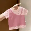 Conjunto de Dos Piezas para Niñas Estilo Dopamina con Camiseta de Manga Corta, Nuevo Top de Verano con Lunares y Bloques de Color, Atuendo Energético para Bebés, Camiseta de Moda