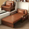 Sofá cama de doble propósito para siestas, sofá cama de estilo chino vintage, cama plegable de cuero encerado al aceite, multifuncional y plegable