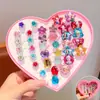 Anillo de Dibujos Animados con Piedras Preciosas para Niños Caja de Regalo Anillo para Niña Juguete de Joyería para Jugar a Vestirse Set de Regalo