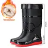 Botas de Chuva Longas Masculinas Plus Size Antiderrapantes Impermeáveis Espessadas Quentes Resistentes ao Desgaste Botas de Chuva Botas de Pesca Calçados Aquáticos Botas de Chuva