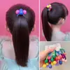 Diademas elásticas largas de colores de caramelo estilo coreano para coletas de niños, scrunchies coloridos con bolitas, accesorios para el cabello de princesa, estilo princesa