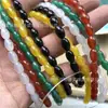 Ágata Vermelha Natural Contas de Arroz Semi-Acabadas Ágata Verde Branca Amarela Preta Cristal Contas Soltas Contas Barril DIY Acessórios para Joias Feitas à Mão