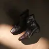 Elegantes botines estilo francés de 5.5 cm, nueva colección otoño/invierno 2026, punta cuadrada, tacón grueso, cierre trasero, botines de moda para mujer