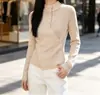 Top de punto corto irregular de cuello alto para mujer Nuevo Otoño/Invierno Diseño Adelgazante Top Básico