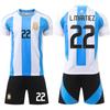 Camiseta de Fútbol de Argentina 2024 No. 10 Messi 11 Di Maria Jersey Copa América Traje de Pantalón Negro para Niños Manga Corta