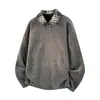 Sudadera de punto con cuello Henry, estilo retro americano, dos piezas falsas, costuras a cuadros, para hombre, Top de chaqueta de chenilla, estilo nuevo