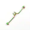 Moda Europeia e Americana Aço Inoxidável Anel Duplo Mola Barbell Industrial Moda Longo Horizontal Piercing Personalizado Joias Ponte do Ouvido Brincos Stud