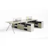 Conjunto de mesa e armário estilo minimalista para escritório de equipe para quatro ou seis pessoas com divisórias de tela e combinação de mesa e cadeira para computador
