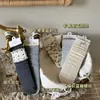 Calcetines de Encaje hasta la Mitad de la Pantorrilla para Mujer Serie Casa de Flores Capri, Nudo de Primavera y Otoño Estilo Coreano Calcetines Holgados