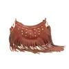Bolso Silla Retro con Remaches y Borlas Europeo y Americano para Mujer 2026 Nuevo Estilo Maillard Estilo Occidental Bolso de Hombro Cruzado