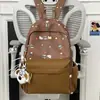 Mochila Estudiante Estampado de Lunares Bolsa de Doble Hombro Linda de Dibujos Animados Gran Capacidad Mochila Estudiante Bloque de Color Mochila Estilo Coreano Nuevo