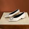 807-3 nicho temperamento strass apontou sapatos de salto médio primavera e outono novos fivela quadrada banquete sapatos femininos sapatos de salto grosso