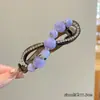 Grampo de Cabelo Torcido em Forma de Oito com Pedras Strass e Contas Degradê Estilo Coreano para Mulheres com Acabamento de Luxo, Adequado para Prender todo o Cabelo na Parte de Trás da Cabeça, Grampo Banana para Penteados Updo